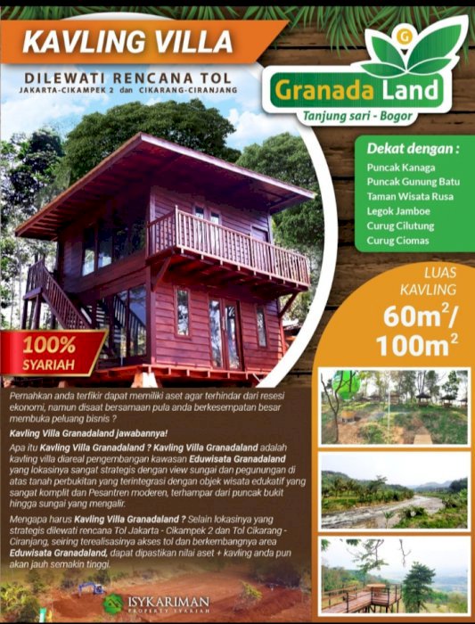 Kavling untuk investasi bisa untuk villa luas tanah 100m2