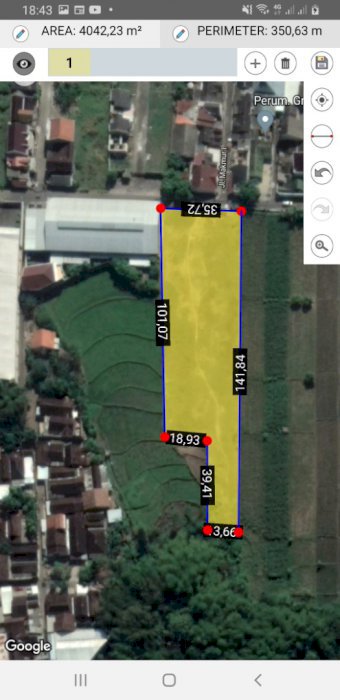 Tanah zona kuning solo kartosuro Sukoharjo Surakarta 4060mtr