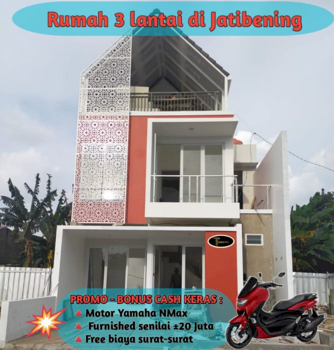 Rumah 2 dan 3 Lantai Dengan Roof Top Dekat Toll Jatibening Bekasi