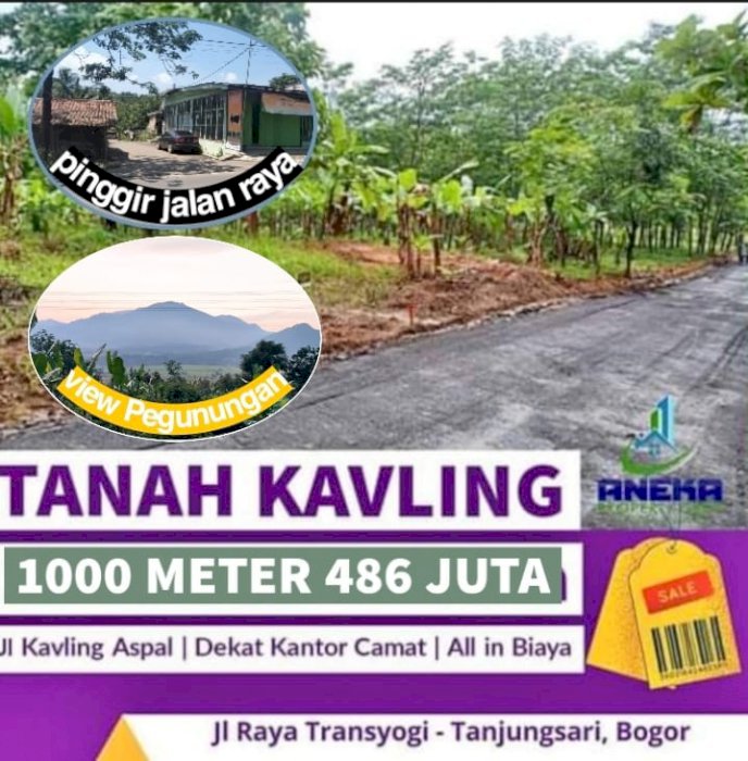 Tanah 1000 M2 Dijual Cepat Pinggir Jalan Provinsi Surat SHM di Bogor