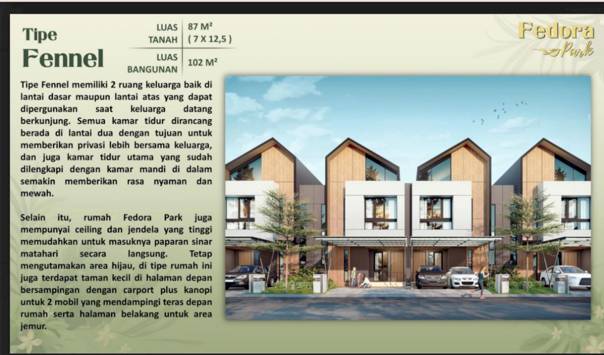 Rumah Cantik 2 Lantai Fedora Park di Suvarna Sutera