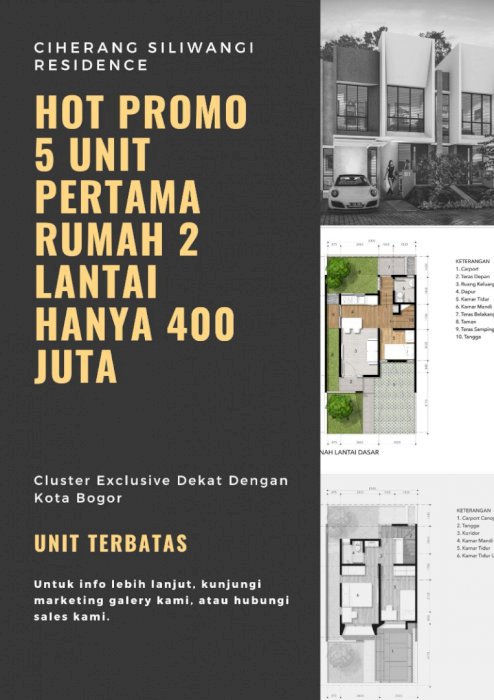 Rumah 2 Lantai, Harga 1 Lantai.. hanya 400JUTA