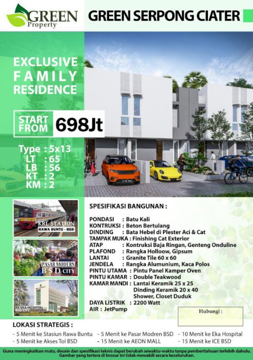 Cluster Termurah Di Tangerang Selatan. Lokasi Super Strategis..