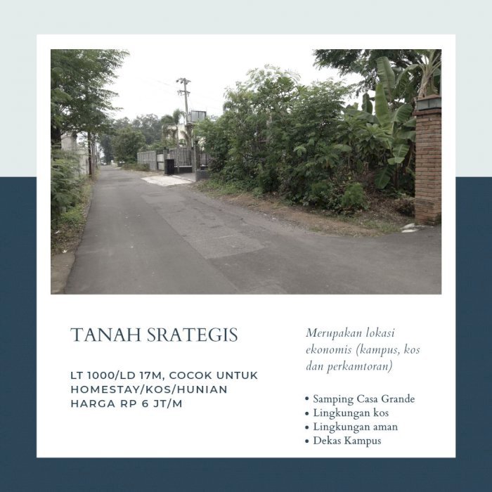 Tanah strategis di samping Casa Grande Yogyakarta