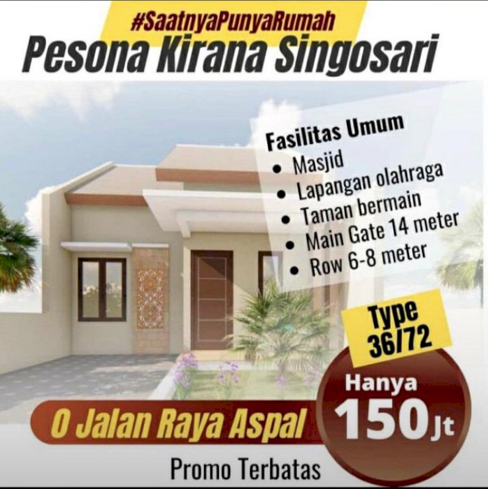 PERUMAHAN MURAH SINGOSARI, HARGA PROMO 150 JUTA (ALL IN)