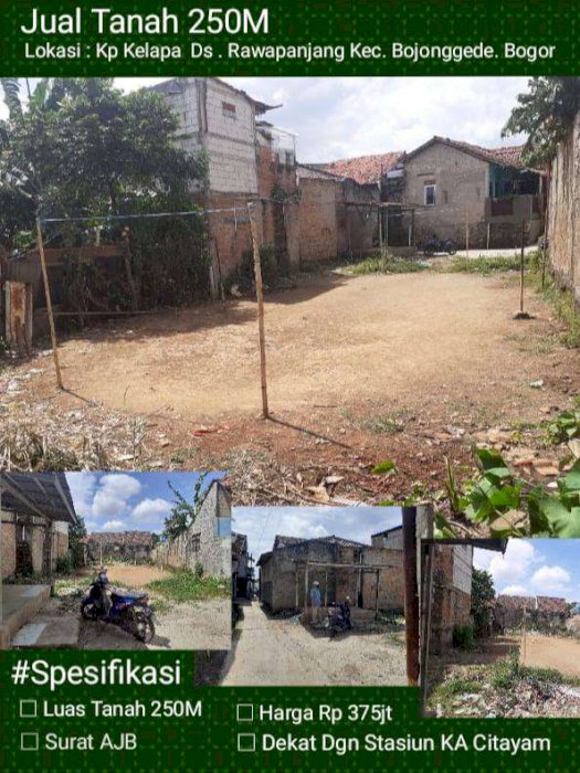 BISMILLAAH DI JUAL CEPAT TANAH MURAH DI BOGOR LUAS 250M HANYA 375 JUTA