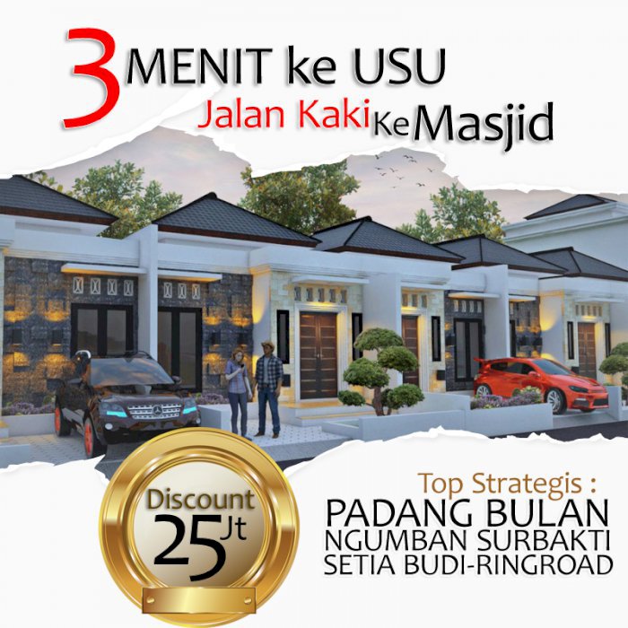 RUMAH HANYA JALAN KAKI KE MASJID DAN HANYA5 MENIT KE USU, NGUMBAN PADANG BULAN
