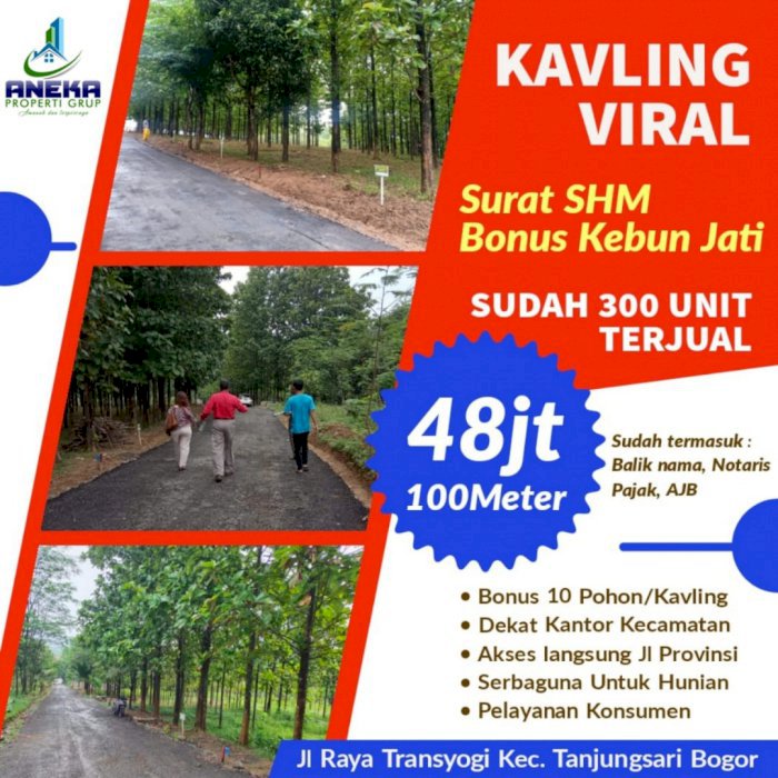 TANAH DIJUAL CEPAT 500 M2 SURAT SHM, BONUS POHON JATI DEKAT CIBUBUR