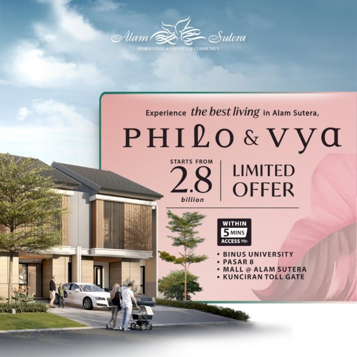 Rumah 2 Lantai VYA Alam Sutera dekat Toll Kunciran