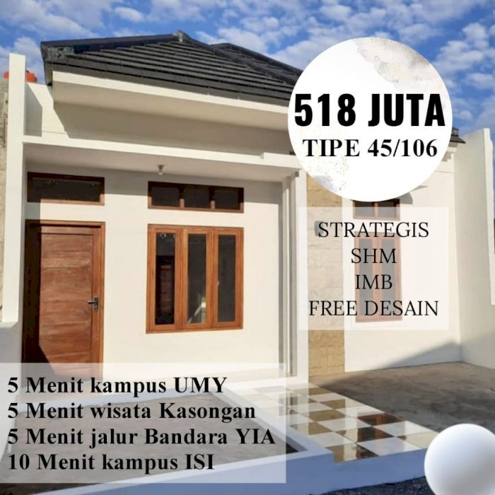 RUMAH DIJUAL 495 JUTA, SHM, IMB, FREE DESAIN