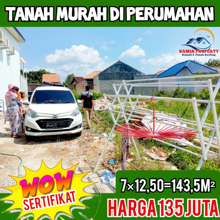 Tanah murah di Rajabasa sertifikat Redy