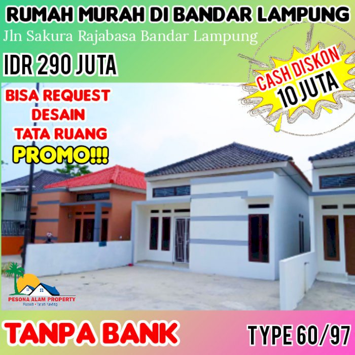 Rumah cluster pesona alam Rajabasa bandar Lampung tanpa bank