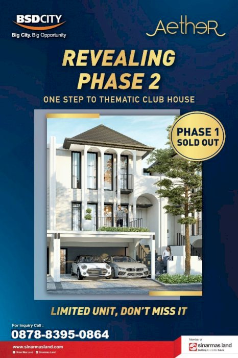 AETHER Greenwich BSD,PHASE 2,Rumah ala Resort Last Cluster,2.6 M-an