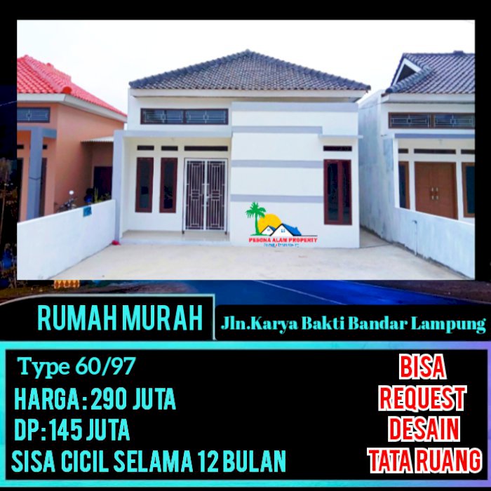 Rumah cluster pesona alam rajabasa tanpa bank