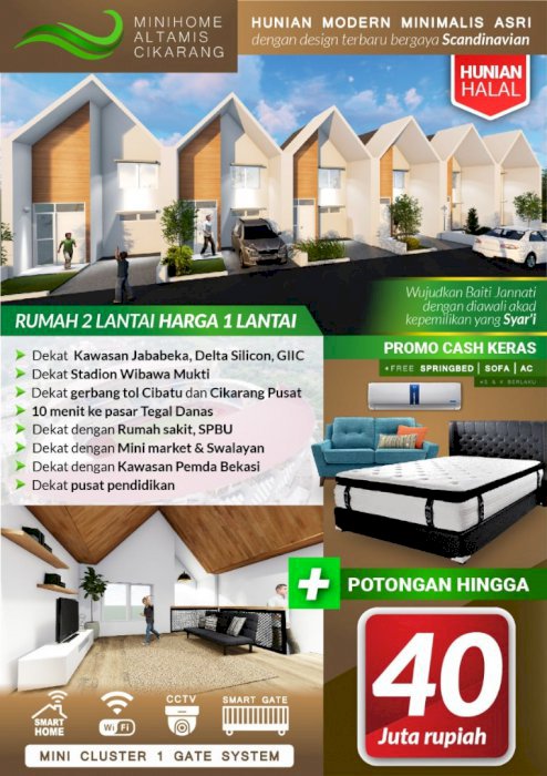 Cluster minimalis model SCANDINAVIAN di Cikarang Timur