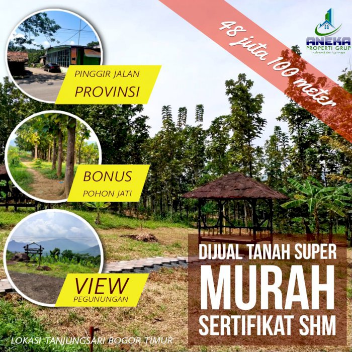 JUAL TANAH KAVLING TERMURAH, SHM PINGGIR JALAN DI TANJUNGSARI BOGOR TIMUR