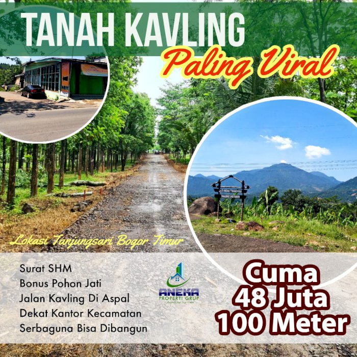 JUAL TANAH KAVLING MURAH, SHM PINGGIR JALAN DI TANJUNGSARI BOGOR TIMUR