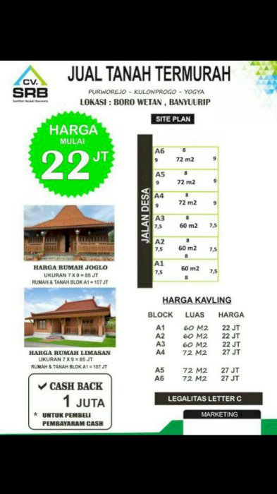 Tanah Dijual murah Borowetan, Banyuurip Purworejo