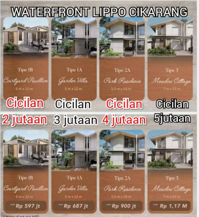 WATERFRONT LIPPO CIKARANG DP 0 % #FREE BIAYA KPR #CASHBACK BOOKING FEE