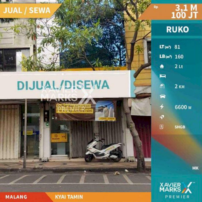 Ruko Jalan Kyai Tamin Kota Malang Lokasi Tengah Kota dekat dengan Pasar Besar