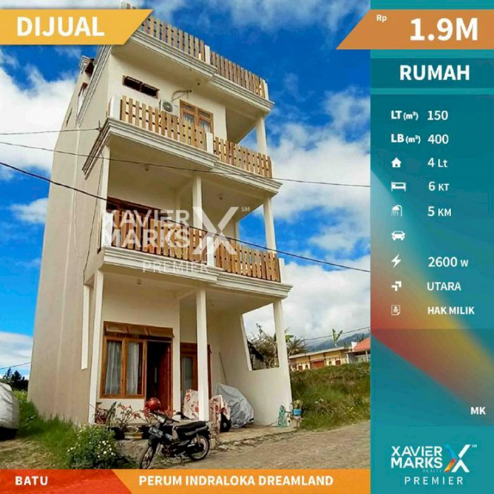 Rumah Villa di Perum Indraloka Dreamland Batu dengan View Pegunungan