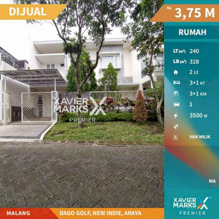 Rumah Cantik dan Terawat di Dago Golf New Indie Araya Kota Malang