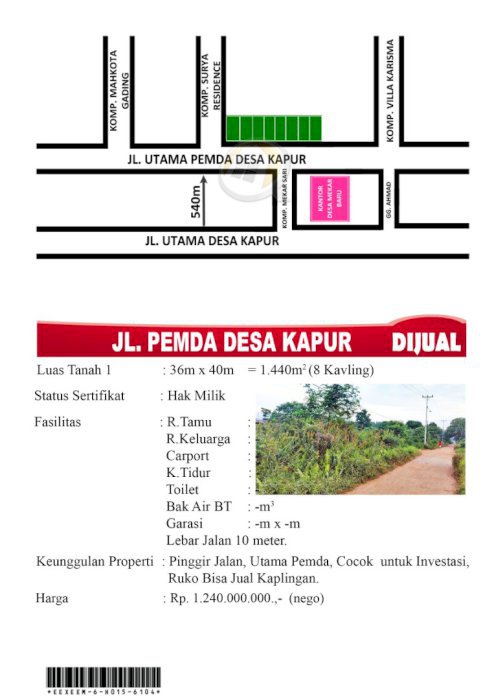 Di jual tanh kaplingan ruko