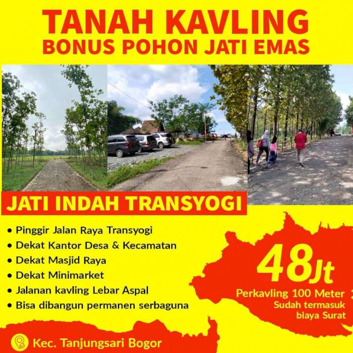 JUAL TANAH MURAH DEKAT JALAN PROVINSI BONUS POHON JATI DI BOGOR TIMUR
