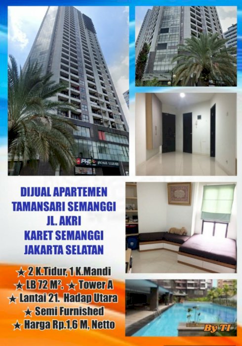 Dijual Murah 2BR Apartemen TAMANSARI SEMANGGI Jakarta Selatan