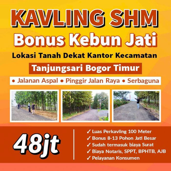 DI JUAL TANAH KEBUN JATI EMAS DI BOGOR TIMUR DEKAT JALAN TRANSYOGI