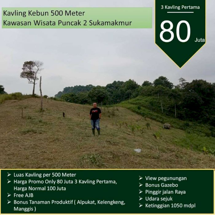 TANAH MURAH 500M HANYA 80 JUTA VIEW PEGUNUNGAN DI PUNCAK 2 BOGOR TIMUR