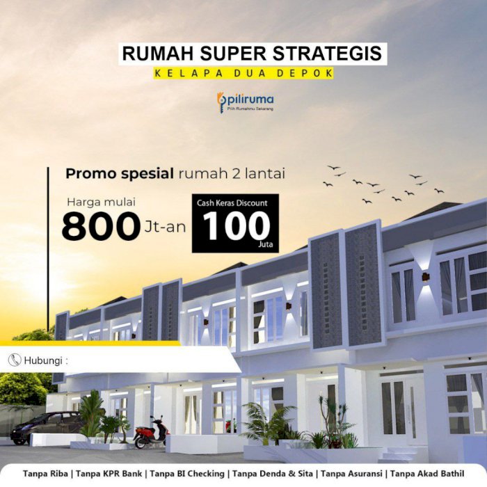 DPK14 - Rumah Syariah Tanpa Riba 2 lantai  di Depok - Kelapa Dua