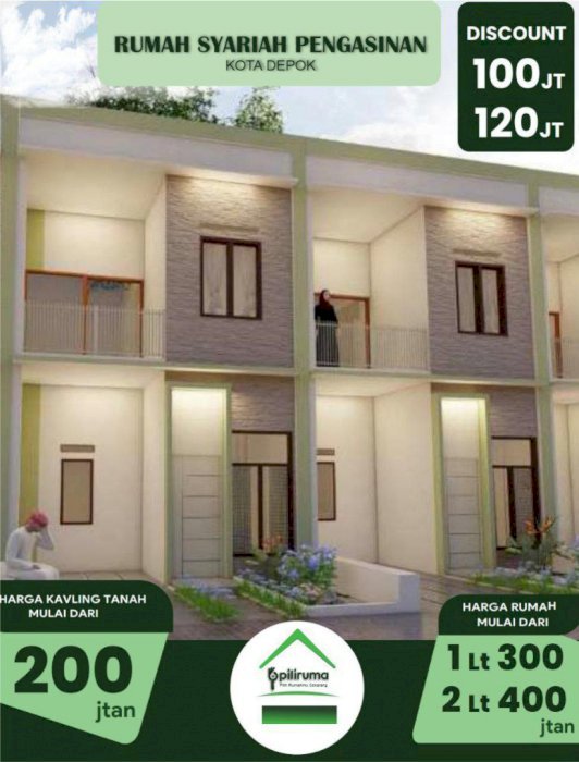 DPK16 - Rumah Syariah Tanpa Riba 2 lantai  di Depok - Sawangan