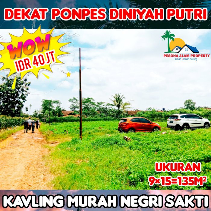 DIJUAL TANAH LUAS 135MÂ² HARGA 40 JUTA SERTIFIKAT