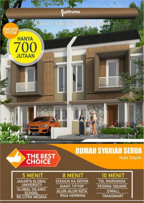 DPK21 - Rumah Syariah Tanpa Riba 2 lantai  di Depok - Sukmajaya