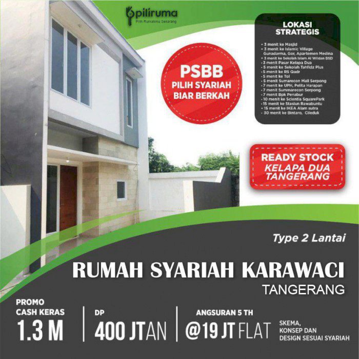TGR06 - Rumah Syariah Tanpa Riba 1 lantai  di Tangerang - Karawaci