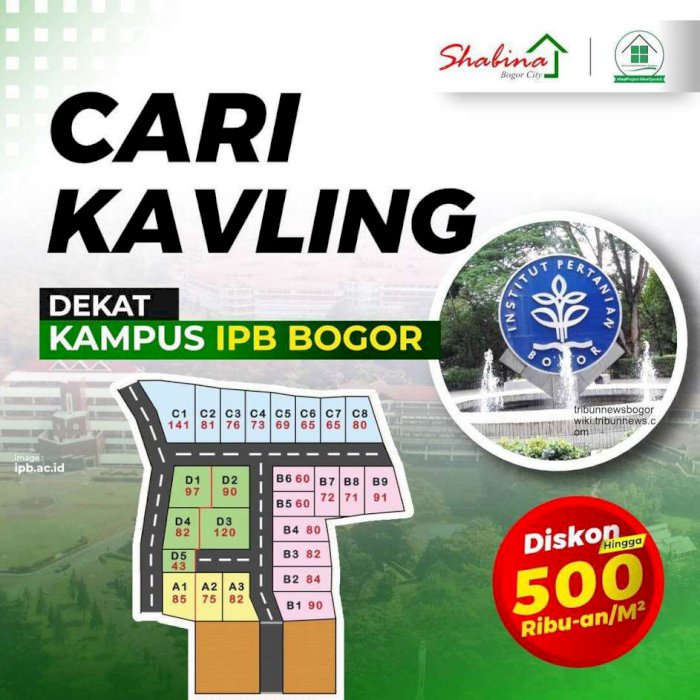 KAVLING SIAP BANGUN DI KOTA BOGOR HANYA 1,9 JUTA PER METER