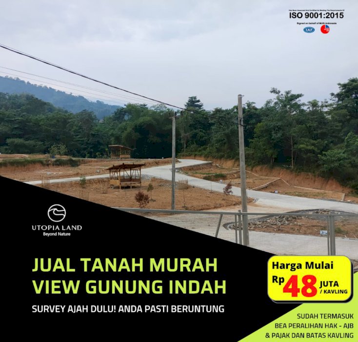 Jual Tanah Kavling Premium View Pegunungan  Cuma 48juta