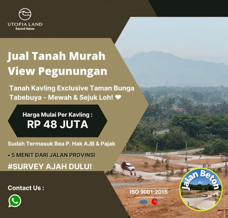 Jual Tanah Kavling Exslusive Hanya 48juta View Pegunungan Indah