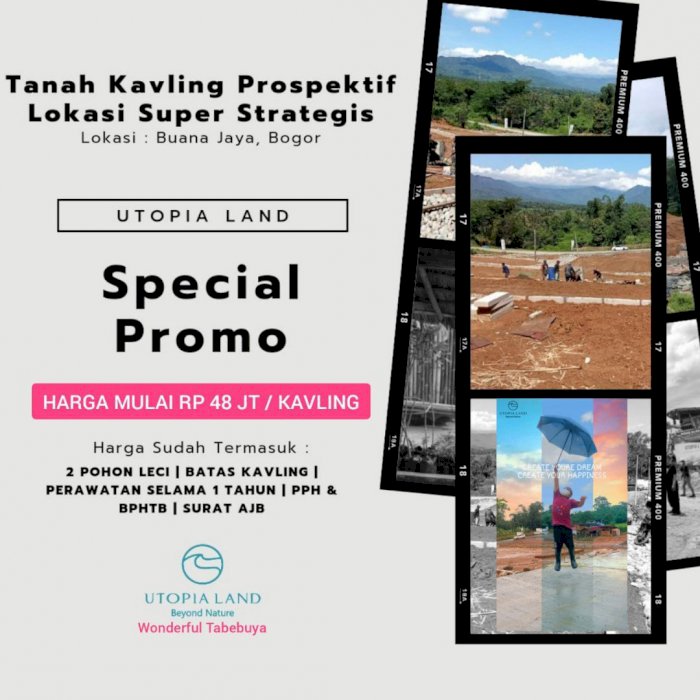 Jual Tanah Murah View Pegunungan Utopia Land Cuma 480 Ribu PerMeter