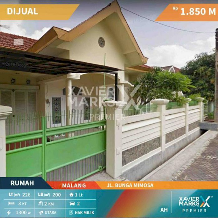 Rumah Terawat dan Siap Huni di Jalan Bunga Mimosa Kota Malang