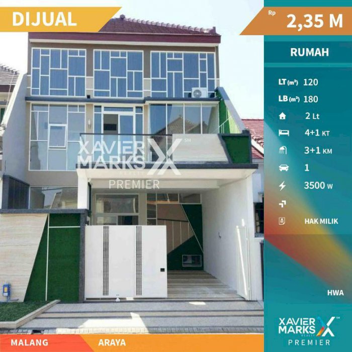 Rumah 2 Lantai Semi Furnish di Araya Kota Malang