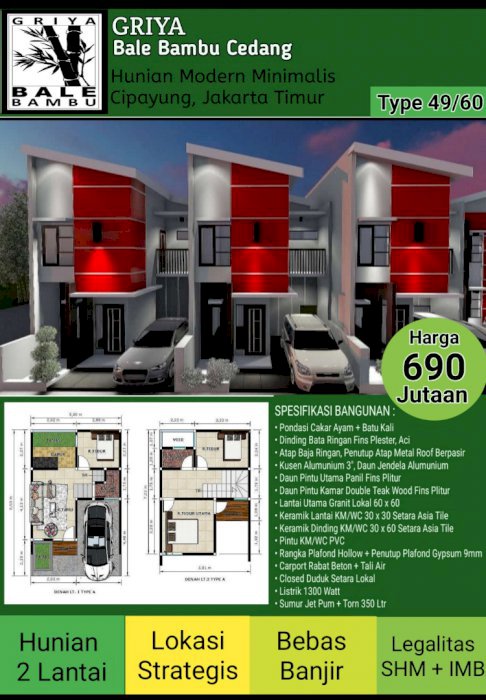 Rumah 2lantai cipayung di jakarta timur