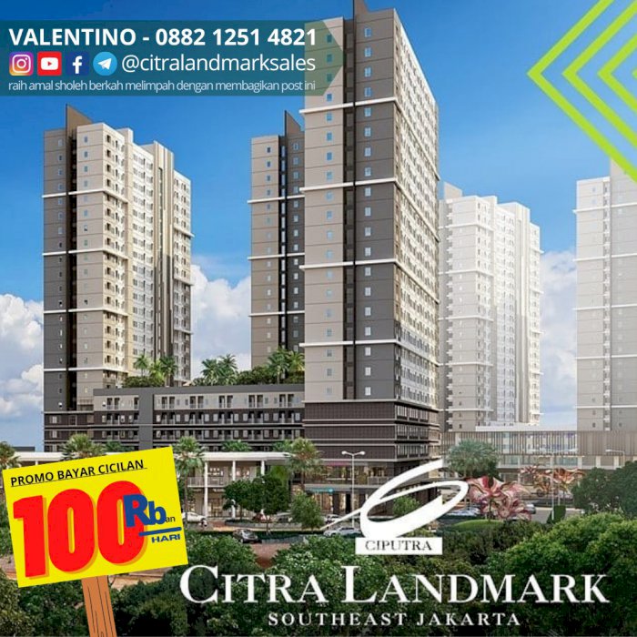 Jual Apartemen Baru All Tipe Cicilan Mulai 100 Rb/Hari di Citra Landmark Jakarta