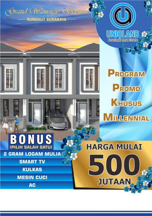 Rumah 2 Lantai Murah PROMO PPKM Grand Wonorejo di Surabaya 500jt-an