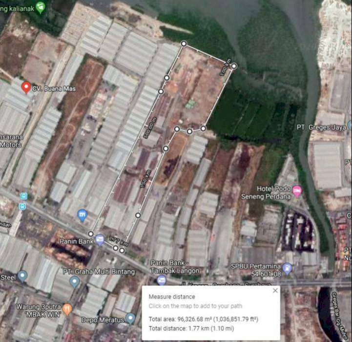 Tanah Luas 9 Hektare Nol Laut dan Lokasi Strategis Nol Jalan Tambak Langon