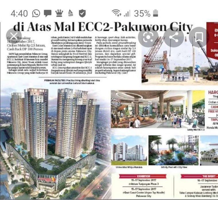 794. Apartement EAST COAST MANSION diatas MALL EAST COAST Pakuwon City