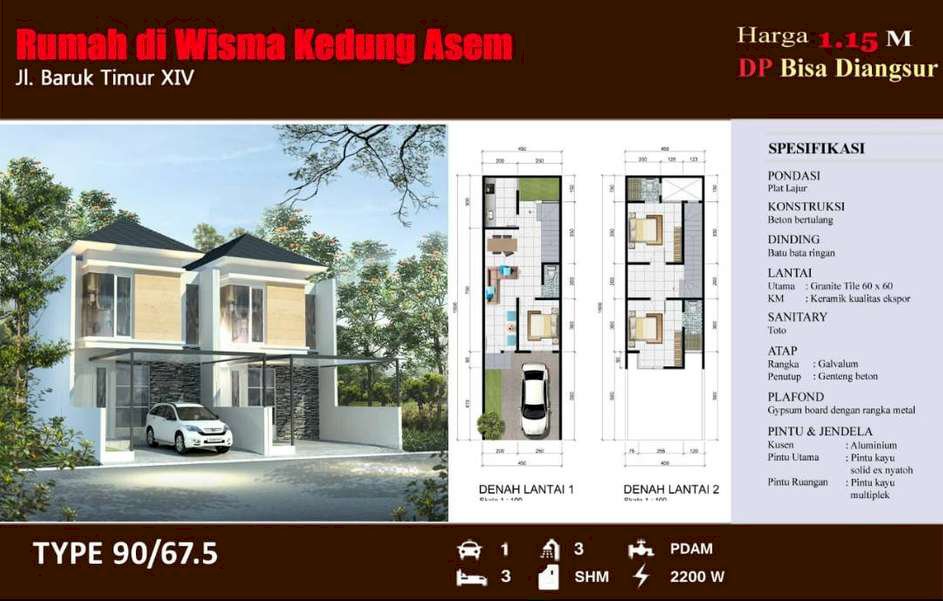 559b.Dijual murah rumah di Wisma Kedung Asem Baruk Timur (2 units)