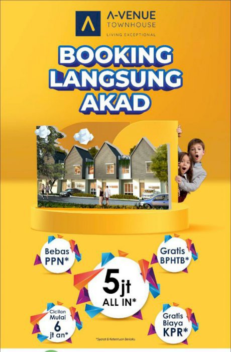 Rumah Mewah Avenue Town House Bebas Biaya Biaya