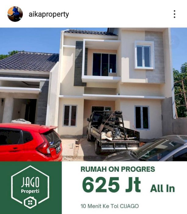 2 Lantai On Progress Strategis Dekat Tol Cijago KPR All In Lokasi Tapos